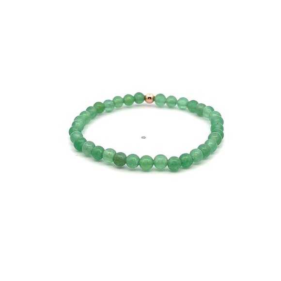 Natural Aventurine Gemstones Mini 4mm 18K Rose Gold Charm Round Bead - Picture 3 of 5